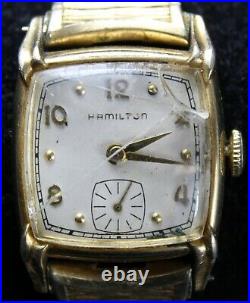 1950 Hamilton 747 10k Gold Filled 17j 8/0s Mens Watch Vintage Parts/Repair