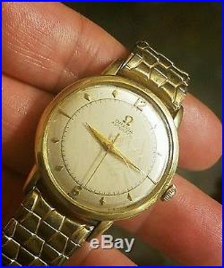 1950's Omega Gents 14k Gold Fill 351 Cal Automatic Wrist Watch Parts or Repair