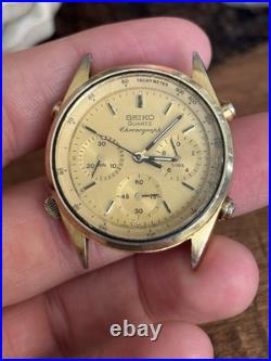 1985 Seiko 7A28-7029 Gold Chronograph Mens Watch Runs for parts or repair