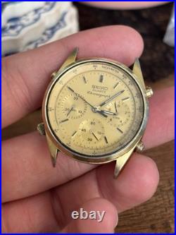 1985 Seiko 7A28-7029 Gold Chronograph Mens Watch Runs for parts or repair