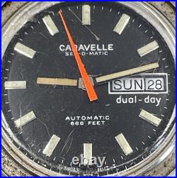2 Gents Vtg CARAVELLE Watches, 1 DEVIL DIVER N-538. Both For Parts or Repair