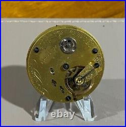 20 Size American Watch Co, Model 1862 KW18 Movement Running Repair or Parts Only