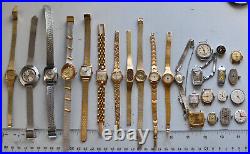 26-lot Vintage LADIES WRISTWATCH & Movements Swiss Made NOT RUNNING PARTS REPAIR