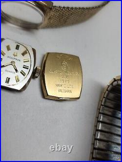 2x BULOVA 10k GF Accutron Watch Lot 1 Original Case Repair Parts Untested Vtg