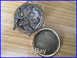 41mm EBERHARD &Co Monopusher Manual Chronograph, 18 k gold pl. For parts, repair