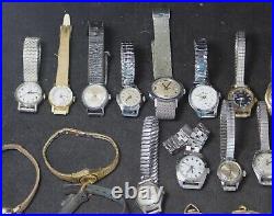 (50) Mid-Size & Lady's Estate Watch Lot Vintage Parts/Repair/Crafts