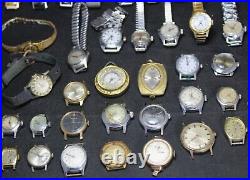 (50) Mid-Size & Lady's Estate Watch Lot Vintage Parts/Repair/Crafts