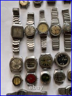 50 Vintage Scrap Watches Lot Mixed Brands Parts Repair Automatic Manual Swiss