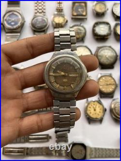 50 Vintage Scrap Watches Lot Mixed Brands Parts Repair Automatic Manual Swiss