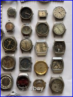 50 Vintage Scrap Watches Lot Mixed Brands Parts Repair Automatic Manual Swiss