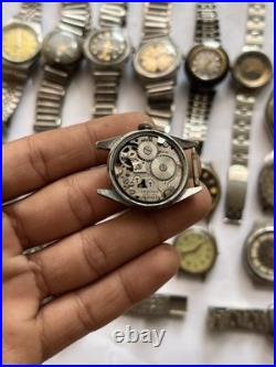 50 Vintage Scrap Watches Lot Mixed Brands Parts Repair Automatic Manual Swiss