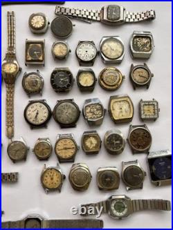 50 Vintage Scrap Watches Lot Mixed Brands Parts Repair Automatic Manual Swiss