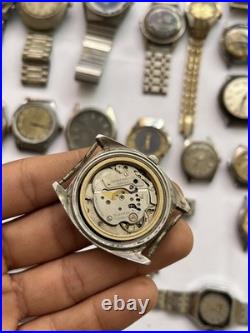 50 Vintage Scrap Watches Lot Mixed Brands Parts Repair Automatic Manual Swiss