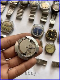 50 Vintage Scrap Watches Lot Mixed Brands Parts Repair Automatic Manual Swiss