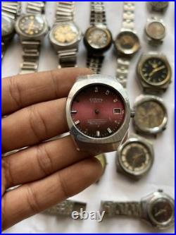 50 Vintage Scrap Watches Lot Mixed Brands Parts Repair Automatic Manual Swiss