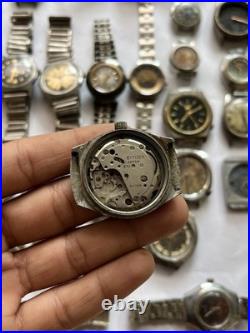 50 Vintage Scrap Watches Lot Mixed Brands Parts Repair Automatic Manual Swiss