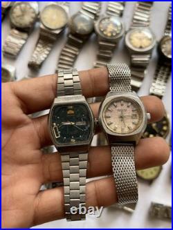 50 Vintage Scrap Watches Lot Mixed Brands Parts Repair Automatic Manual Swiss