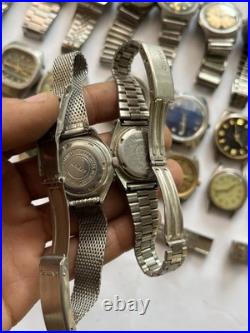 50 Vintage Scrap Watches Lot Mixed Brands Parts Repair Automatic Manual Swiss