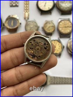 50 Vintage Scrap Watches Lot Mixed Brands Parts Repair Automatic Manual Swiss