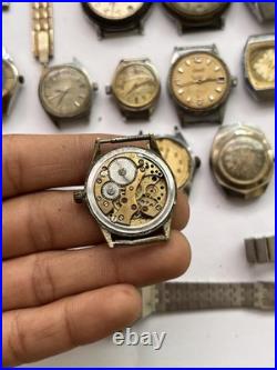 50 Vintage Scrap Watches Lot Mixed Brands Parts Repair Automatic Manual Swiss