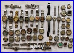 50Vintage Watches Lot Scrap Repair Mixed Brands Watchmaker Parts Bundle Untested