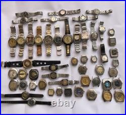 51 Vintage Scrap Watches Lot Automatic Manual Mixed For Parts Repair Watchmaker