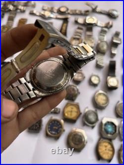 51 Vintage Scrap Watches Lot Automatic Manual Mixed For Parts Repair Watchmaker