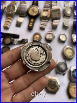 51 Vintage Scrap Watches Lot Automatic Manual Mixed For Parts Repair Watchmaker