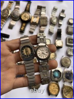 51 Vintage Scrap Watches Lot Automatic Manual Mixed For Parts Repair Watchmaker