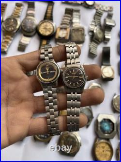 51 Vintage Scrap Watches Lot Automatic Manual Mixed For Parts Repair Watchmaker