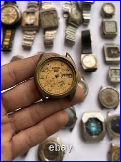 51 Vintage Scrap Watches Lot Automatic Manual Mixed For Parts Repair Watchmaker