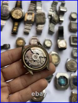 51 Vintage Scrap Watches Lot Automatic Manual Mixed For Parts Repair Watchmaker