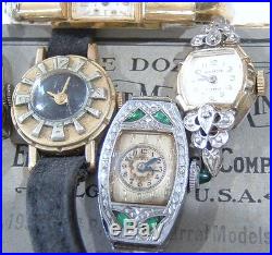 6 Vintage Deco Ladies Watch Lot Gruen Bulova Parker Helbros Ward Repair Parts