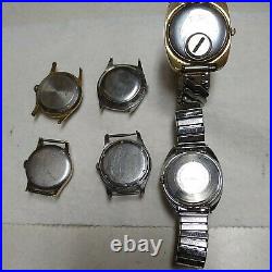 6 Vintage Watch Lot Benrus, Elgin, Gruen Waltham, Etc Parts Repair