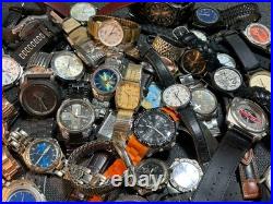 6lb Vintage/Now Parts Or Repair Men's Watch Lot Of 43 Fossil, Timex, Sharp, Lorus