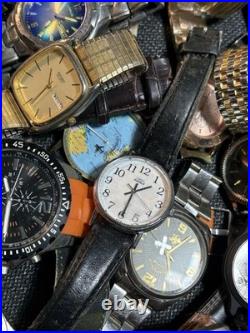 6lb Vintage/Now Parts Or Repair Men's Watch Lot Of 43 Fossil, Timex, Sharp, Lorus