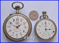 7-LOT Antique POCKET WATCH Swiss Manual Wind NICKEL CASES AS IS PARTS or REPAIR