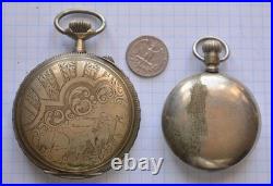 7-LOT Antique POCKET WATCH Swiss Manual Wind NICKEL CASES AS IS PARTS or REPAIR