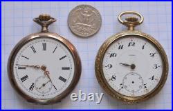 7-LOT Antique POCKET WATCH Swiss Manual Wind NICKEL CASES AS IS PARTS or REPAIR