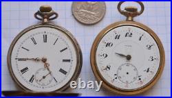 7-LOT Antique POCKET WATCH Swiss Manual Wind NICKEL CASES AS IS PARTS or REPAIR