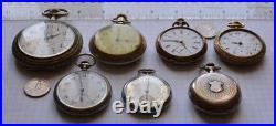 7-LOT Antique POCKET WATCH Swiss Manual Wind NICKEL CASES AS IS PARTS or REPAIR