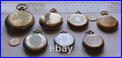 7-LOT Antique POCKET WATCH Swiss Manual Wind NICKEL CASES AS IS PARTS or REPAIR