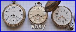 7-LOT Antique POCKET WATCH Swiss Manual Wind NICKEL CASES AS IS PARTS or REPAIR