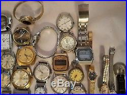 80+ Vintage / Watches Mix Lot Repair/Parts As Is RED LED LCD Gold Filled, RGP