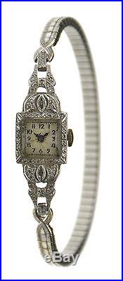 Antique Art Deco Platinum Diamond Ladies Watch For Parts/repair