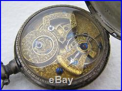 Antique Coin Silver Chinese Duplex Pocket Watch Parts Repair