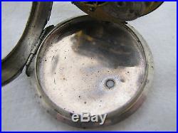 Antique Coin Silver Cudin Paris Key Wind Fusee Pocket Watch Parts Repair