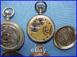 Assorted Lot (5) Pocket Watches For Repair Or Parts Waltham, Elgin, Illinois