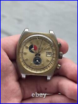 American Time Watch Mechanical Chronograph Ticks Good Balance parts or repair