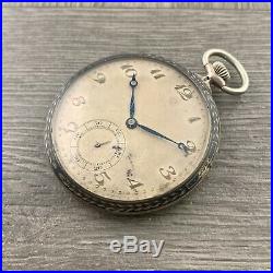 Antique 1880's Swiss Niello Silver. 800 Open Face Pocket Watch Parts Repair